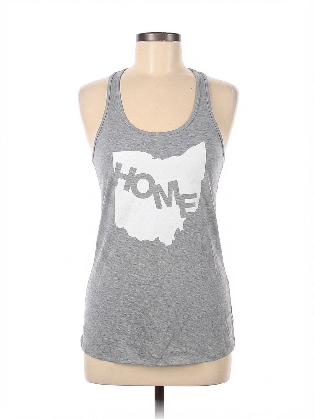 Ohio Home Graphic Racerback Tank Gray White Athletic Casual Top Small